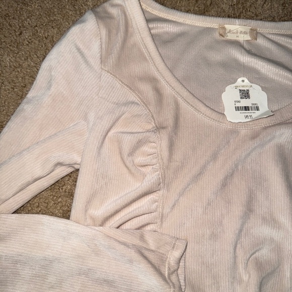 Altar'd State Tan and Cream Fitted Crop Blouse - Picture 4 of 6